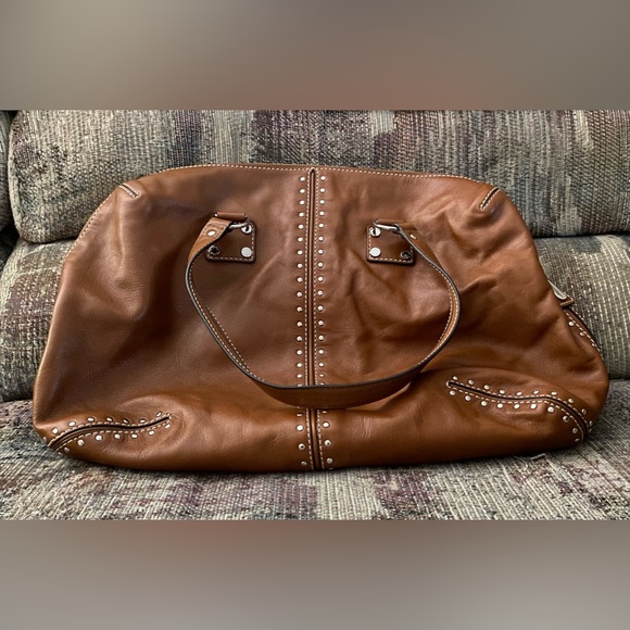 Michael Kors Extra-Large Studded Leather Weekender Bag. - Picture 11 of 16